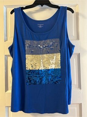 Lane Bryant Blue Sequin Block Tank Top